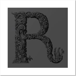 Vintage Initial Letter Lettering Alphabet R Posters and Art